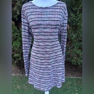 Women’s Love Fire Space Dyed Striped Long SleeveT Shirt Dress size Large